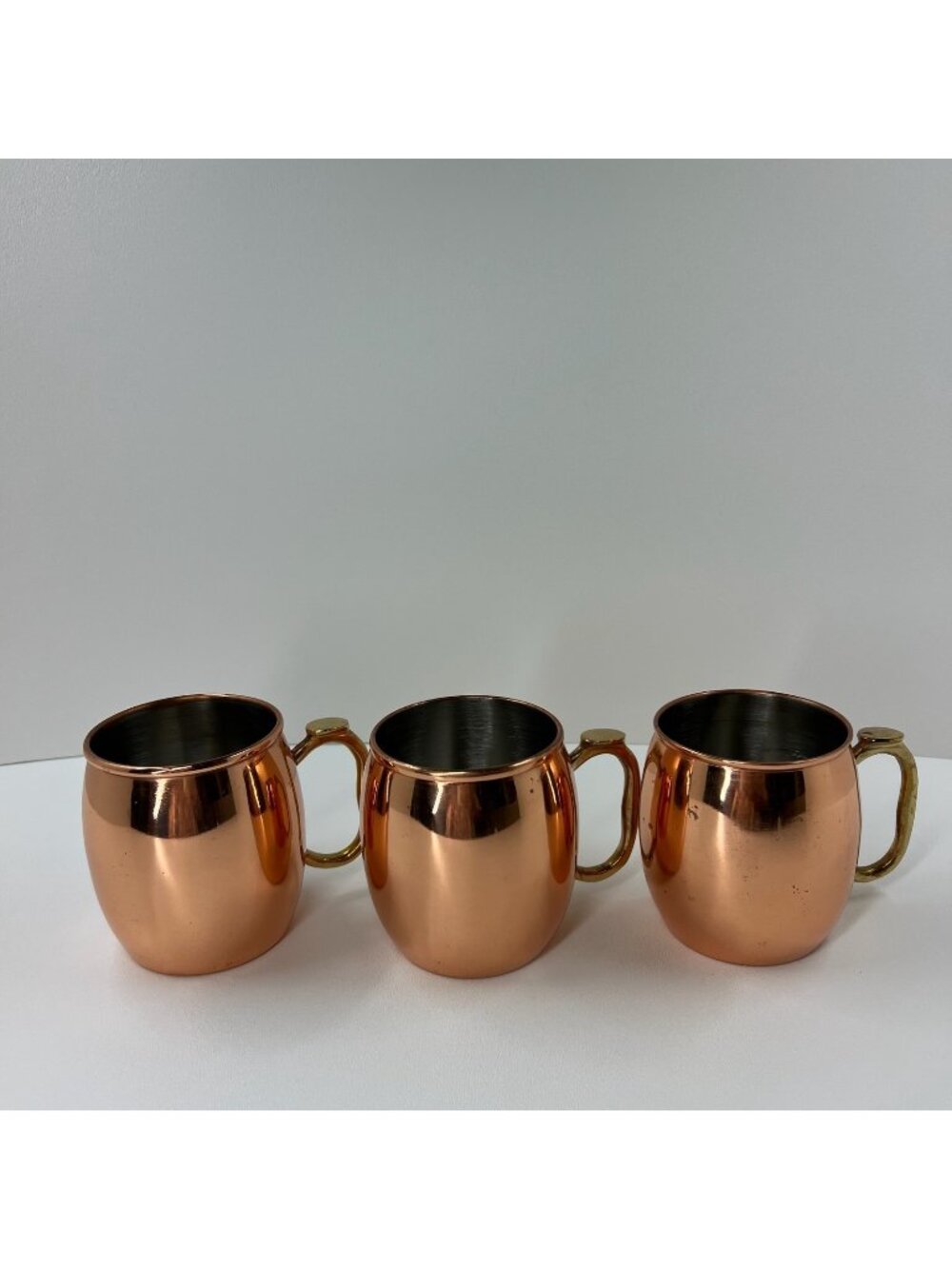 OGGI Copper Moscow Mule Mug Set of 3 Stainless Steel Brass Handle Barware